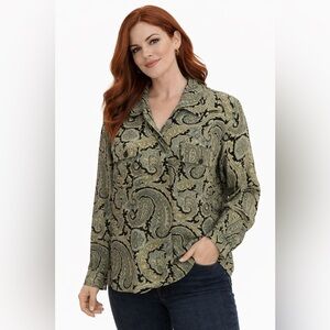 Vintage Jones New York Paisley Blouse | Classic 90s Career Button-Up Top